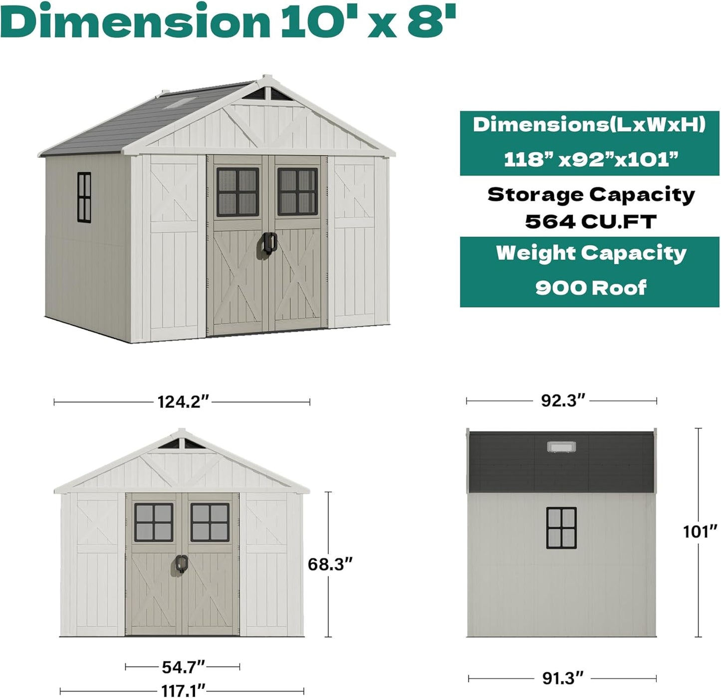 🏡 Large Resin Outdoor Storage Shed – Weatherproof & Durable Backyard Organizer 🌿