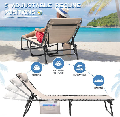 ☀️ Relax in Style! Devoko Outdoor Folding Tanning Lounger – Portable & Comfortable 🌿🛋️