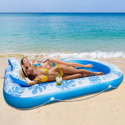 🌞💦 Inflatable Sun Lounger – Comfortable Neck Support Pool & Beach Float 🏖️🌊 Summer Outdoor Relaxation