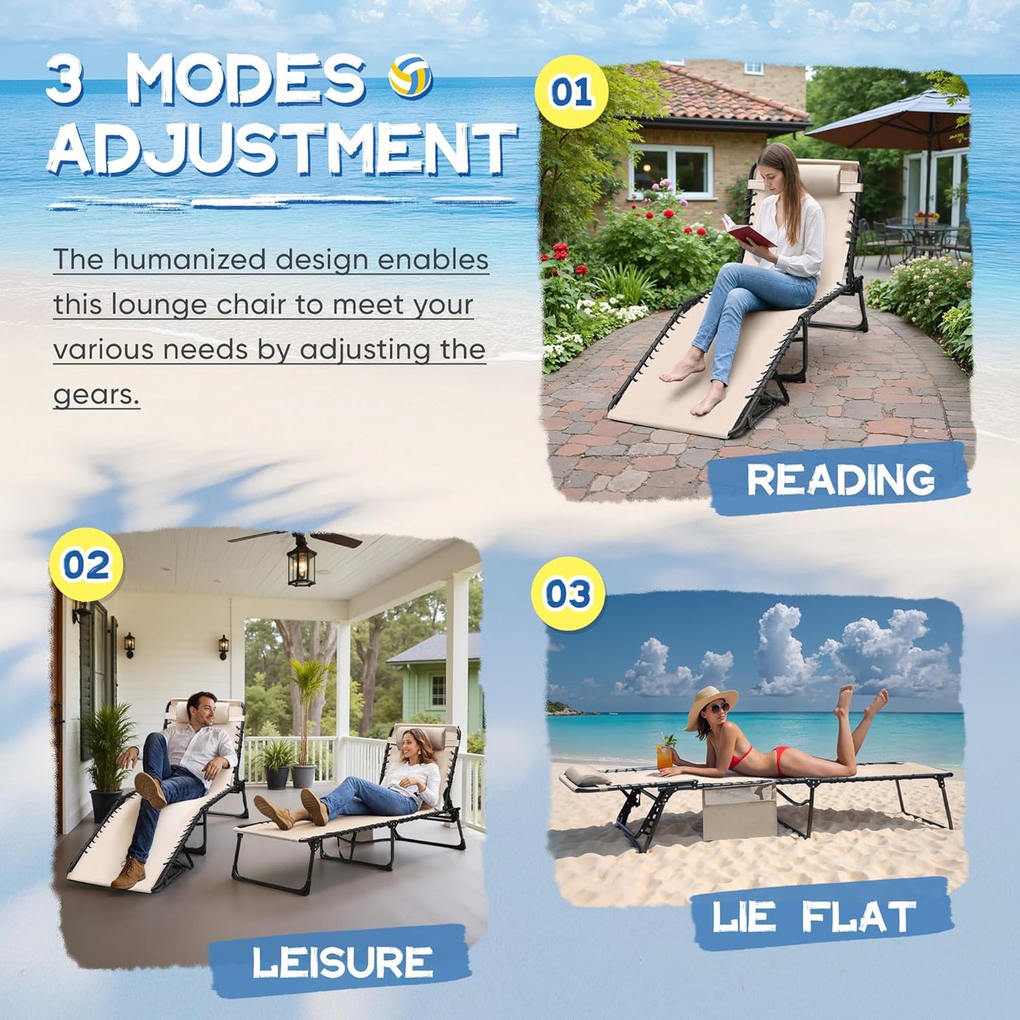 ☀️ Relax in Style! Devoko Outdoor Folding Tanning Lounger – Portable & Comfortable 🌿🛋️