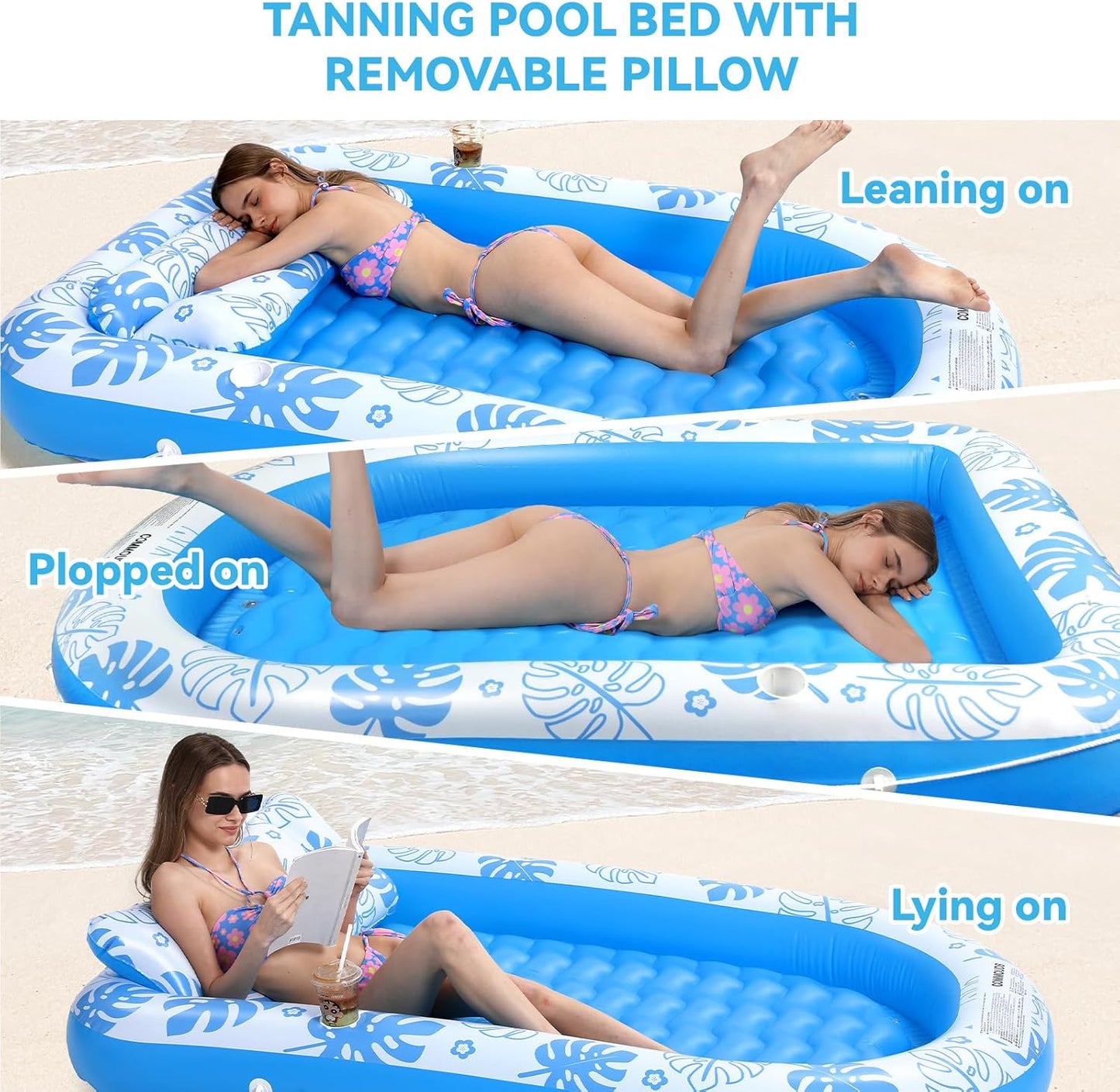 🌞💦 Inflatable Sun Lounger – Comfortable Neck Support Pool & Beach Float 🏖️🌊 Summer Outdoor Relaxation