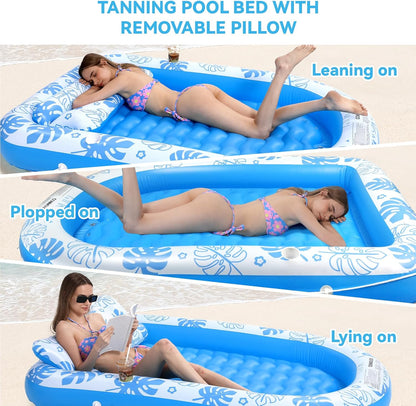 🌞💦 Inflatable Sun Lounger – Comfortable Neck Support Pool & Beach Float 🏖️🌊 Summer Outdoor Relaxation