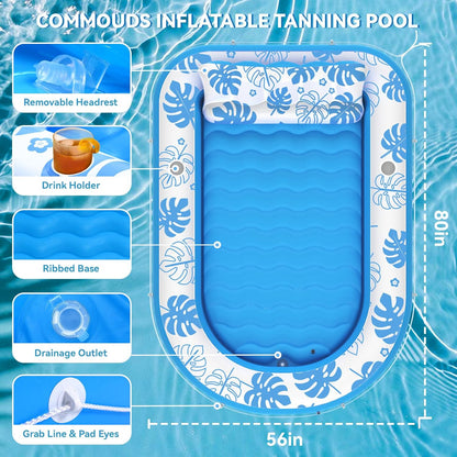 🌞💦 Inflatable Sun Lounger – Comfortable Neck Support Pool & Beach Float 🏖️🌊 Summer Outdoor Relaxation