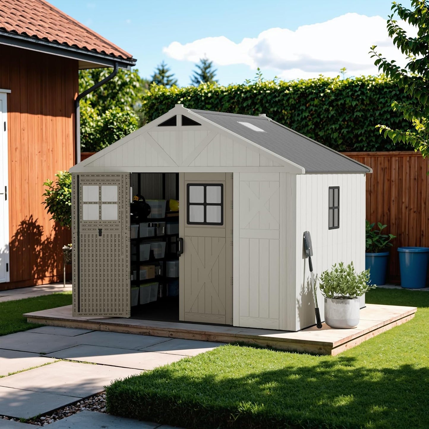 🏡 Large Resin Outdoor Storage Shed – Weatherproof & Durable Backyard Organizer 🌿