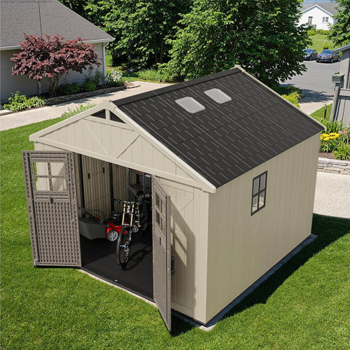 🏡 Spacious Multi-Window Resin Outdoor Storage Shed 🌿