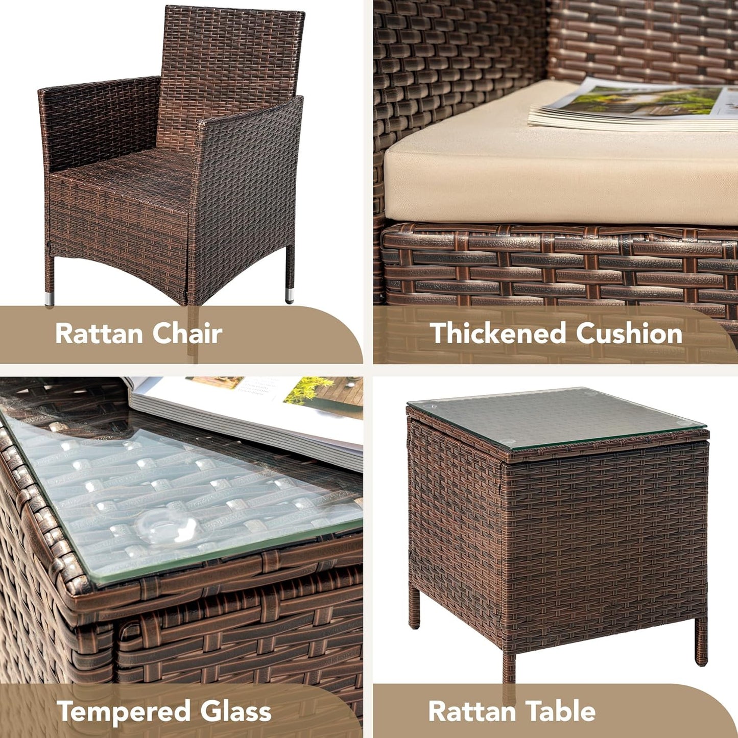 🌿 Cozy Outdoor Rattan Sofa Set – Comfortable Cushions for Patio & Garden Relaxation 🛋️☀️