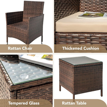 🌿 Cozy Outdoor Rattan Sofa Set – Comfortable Cushions for Patio & Garden Relaxation 🛋️☀️