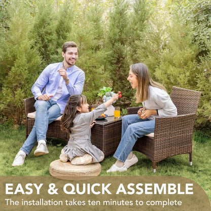 🌿 Cozy Outdoor Rattan Sofa Set – Comfortable Cushions for Patio & Garden Relaxation 🛋️☀️